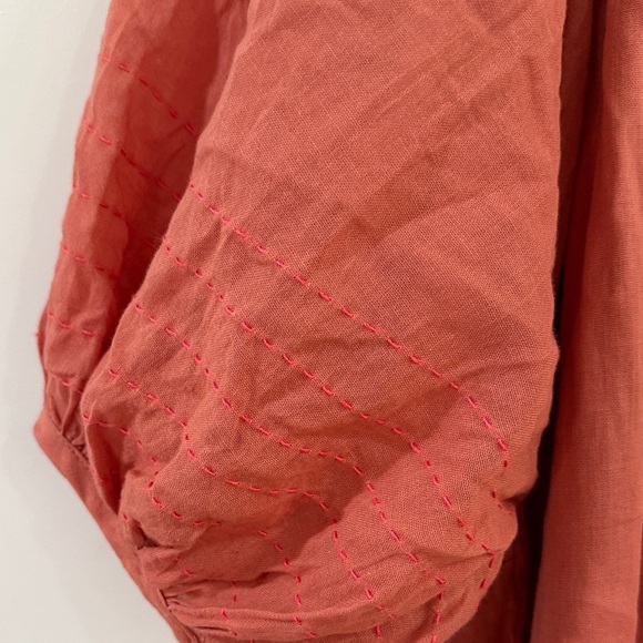 Sundry Puff Sleeve Cotton Dress in Rust - Picture 6 of 13